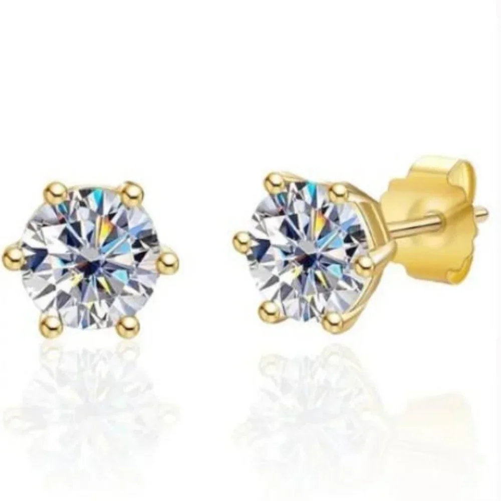Certified 4ct. t.w. Diamond Moissanite Round Stud Earrings NEW